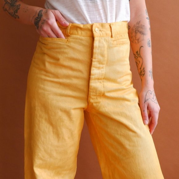 Vintage Overdye US Navy Sailor Pants High Waist 29" BUTTON fly Jesse Kamm Rawson - Picture 4 of 16